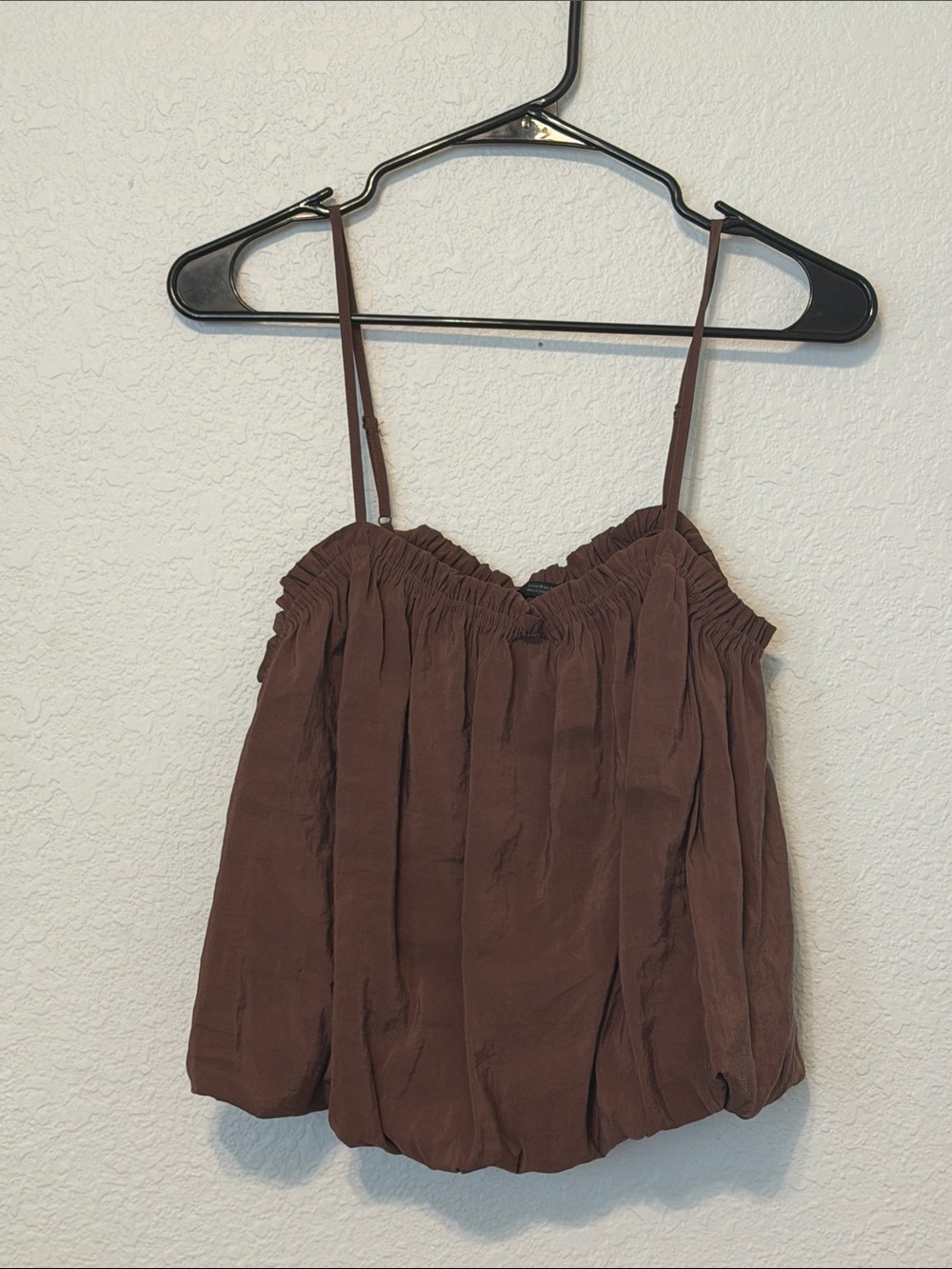 Zara Chocolate Brown Smocked Spaghetti Strap Tank